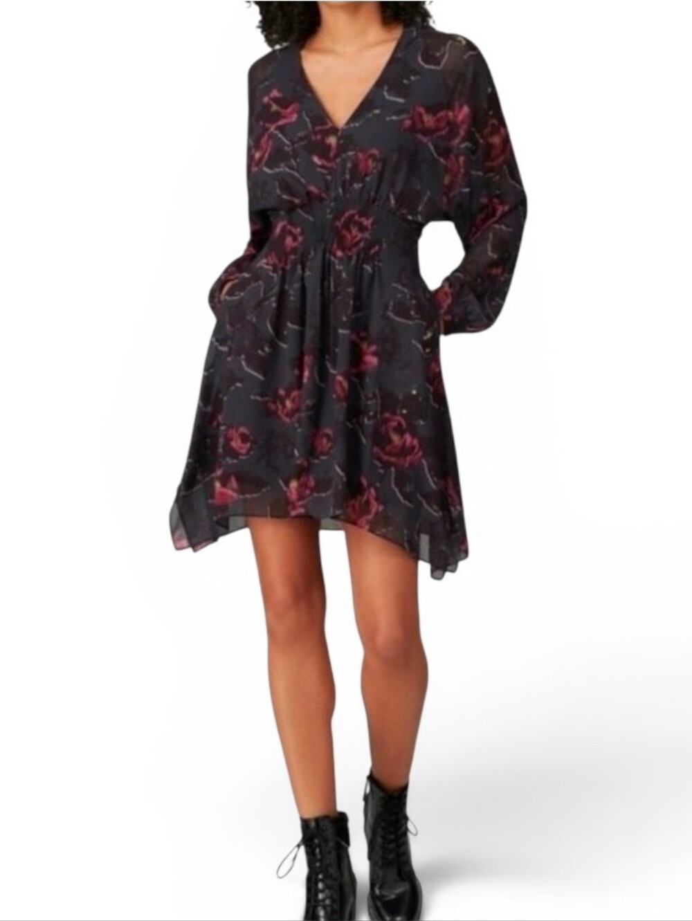 ALL SAINTS Nichola Rosalyn Smocked Waist Dress - XS